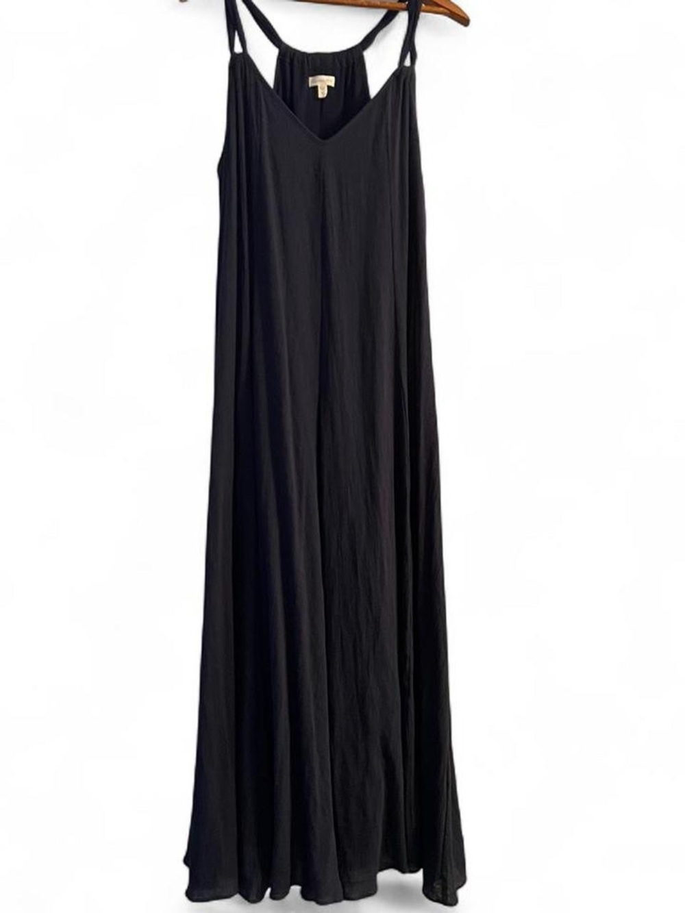 Garnet Hill Women's M Navy Twisted Strap Crepe Cotton Lined A-Line Maxi Dress